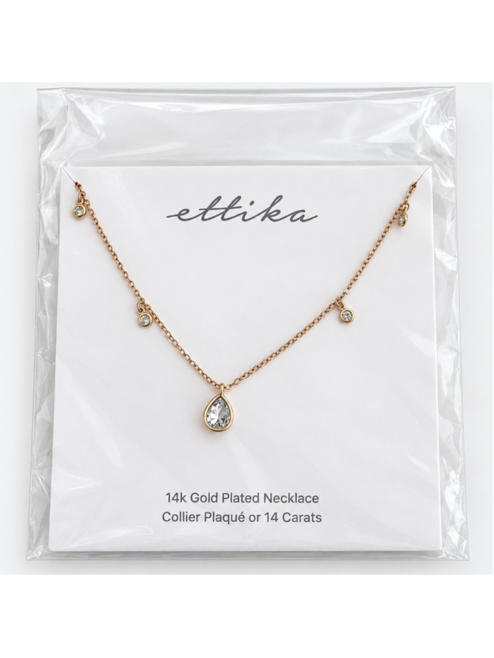 Ettika 14k Gold Plated Necklace with Crystal Pendant
